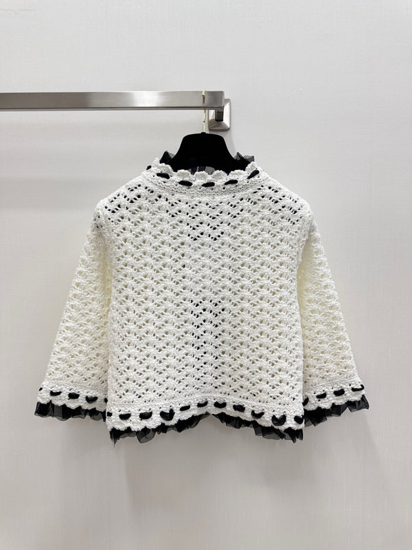 CC Crochet Jacket & Top Set White Tencel 756372
