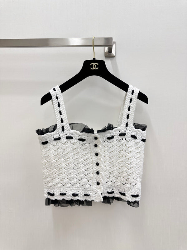 CC Crochet Jacket & Top Set White Tencel 756372