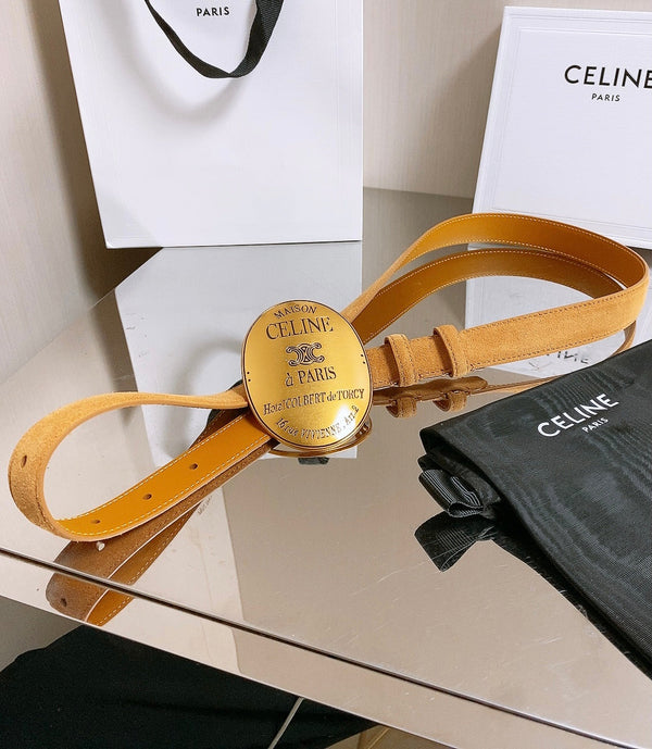 CE 26S Maison Belt 25mm Oval Badge Buckle Suede 218500