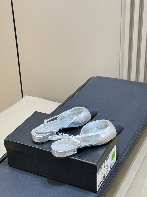CC 26S Cap-Toe Slingback Flats Leather 150291