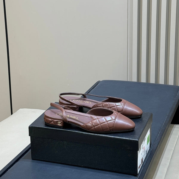 CC 26S Cap-Toe Slingback Flats Leather 150291