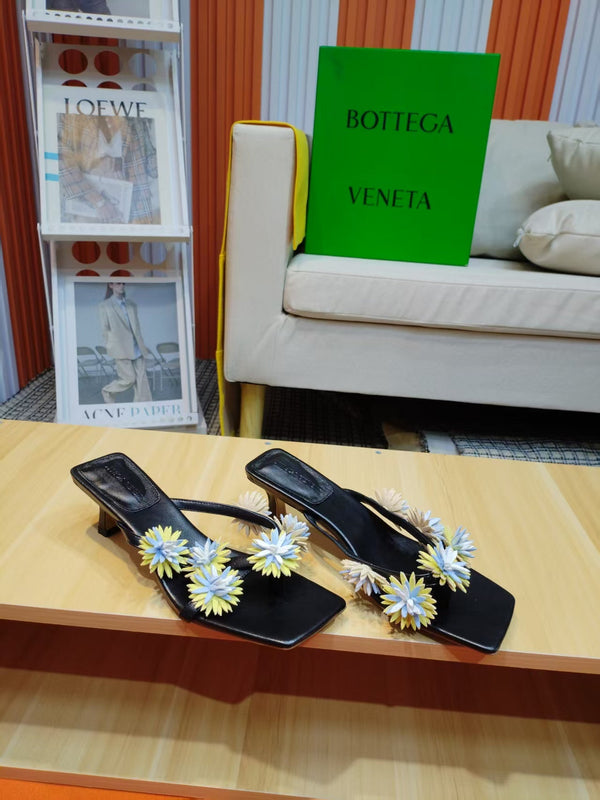 BV Riva Thong Floral Sandals 5CM Leather 139865