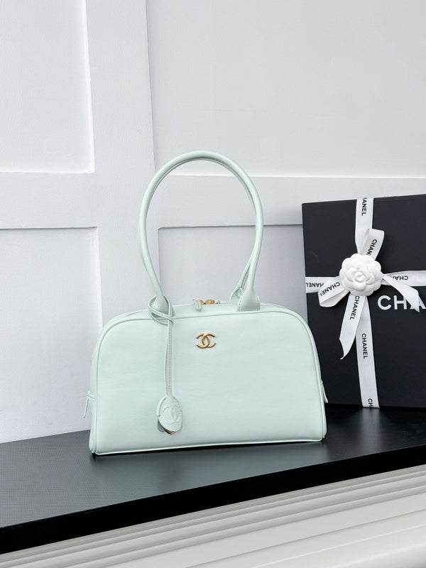 CC 2026 Pouch With Leather Strap Light Blue Calfskin