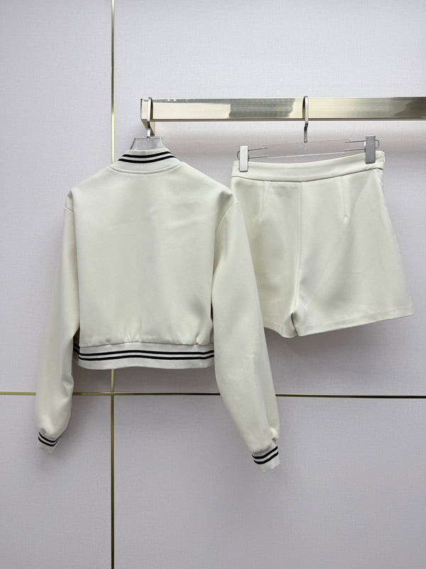 CD 26SS Cropped Varsity Jacket & Matching Mini Skirt Set Polyester 437589