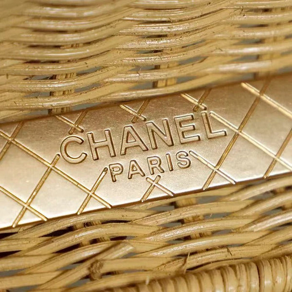 Chanel 2026 Flap Bag with Top Handle 18.5cm Beige Braided Rattan Leather