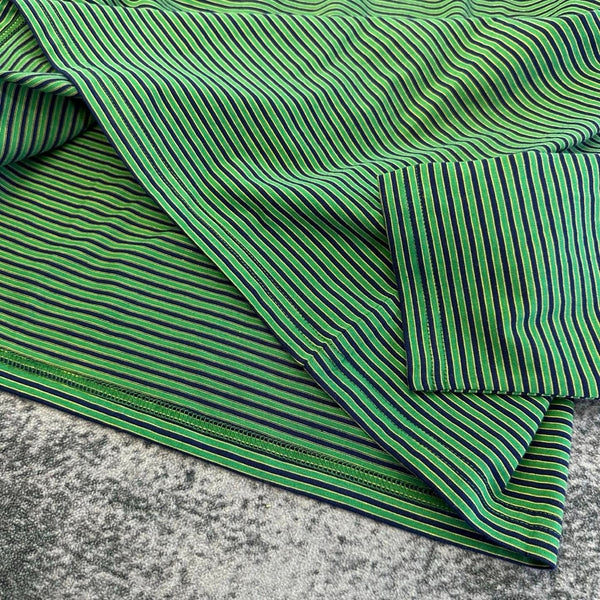 Miu 2026 Striped Long-sleeved Shirt Green Mix Blue Cotton 420187