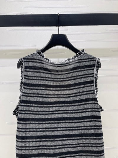 Miu 2026 Striped Knitted Vest Black Grey Wool Polyester 766322