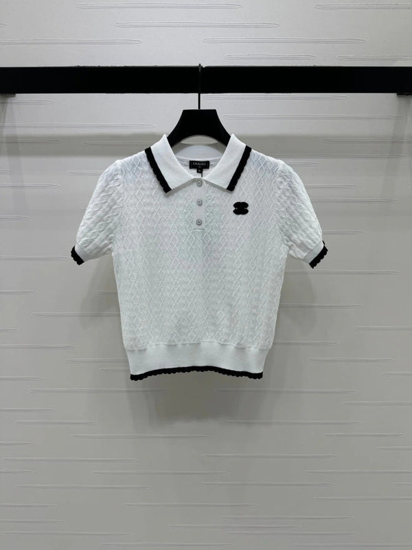 CC 2026 Preppy Style Knitted Polo Shirt Cotton 380688