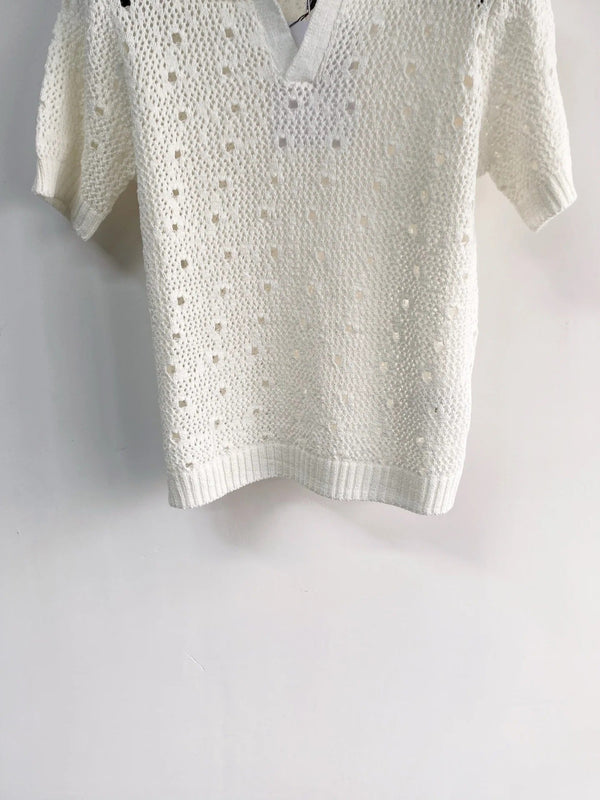 Chanel 2026 Crochet Knit Polo Shirt Wool 166778