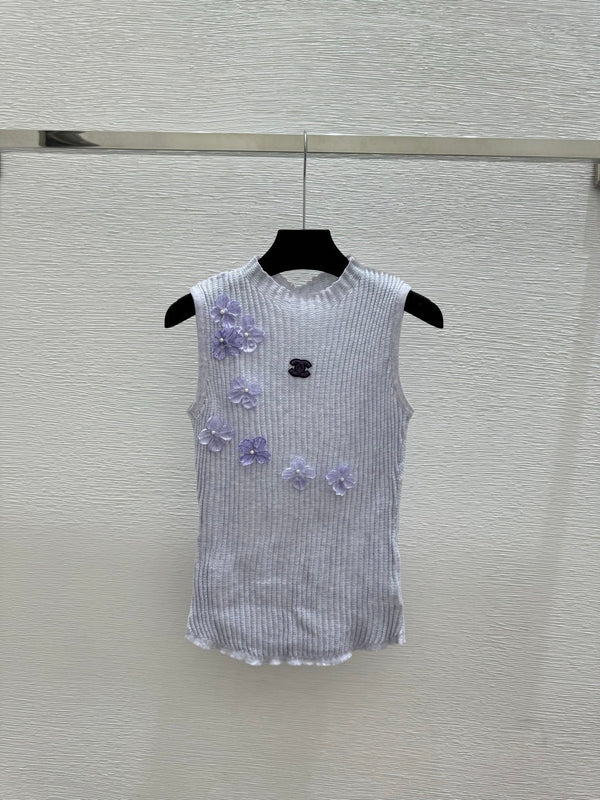 Chanel 2026 Floral Turtleneck Knitted Vest Wool 200735