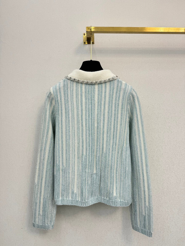 CC 2026 Striped Cardigan Blue White Wool 424700