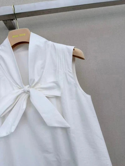 Miumiu 2026 Sleeveless Shirt Dress White Cotton 335323