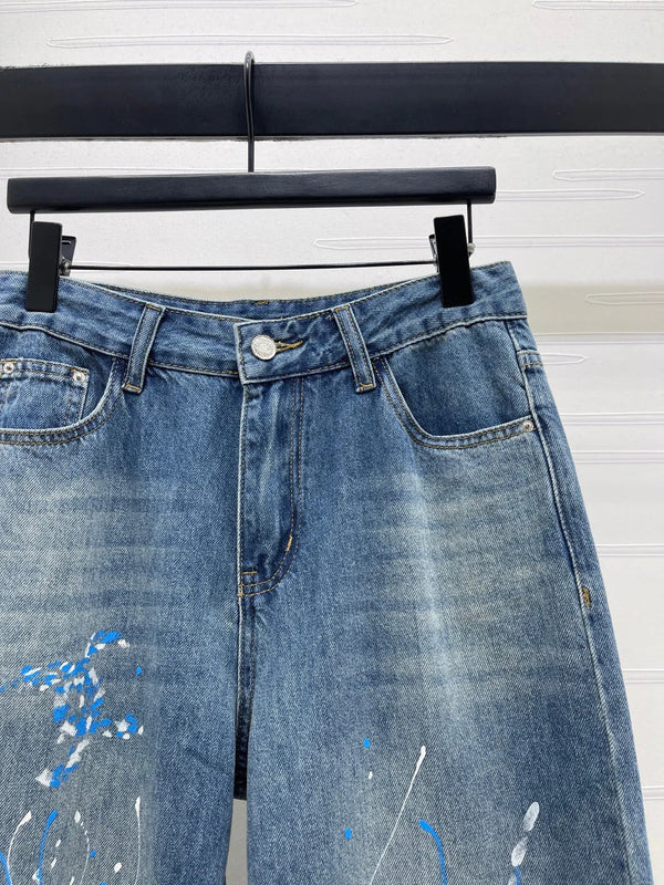 CC 2026 Blue Butterfly Straight-leg Jeans Cotton 402512