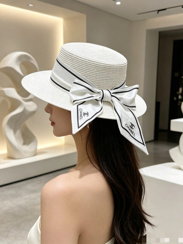 CC Straw Hat With Ribbon 380745