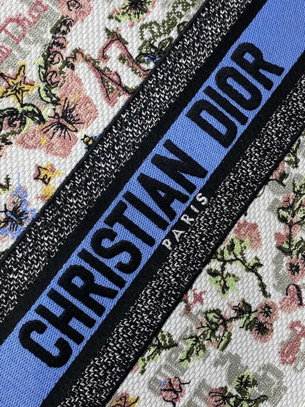 CD 2026 Book Tote 26cm White Blue mix Colors Canvas