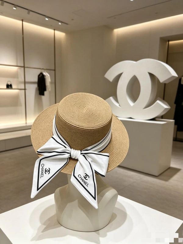 CC Straw Hat With Ribbon 380745