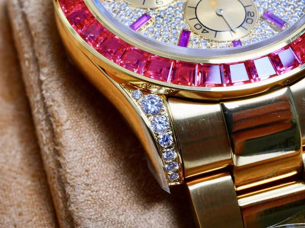 Rolex Daytona 40mm Gold Case Red Diamond Case Diamond Dial