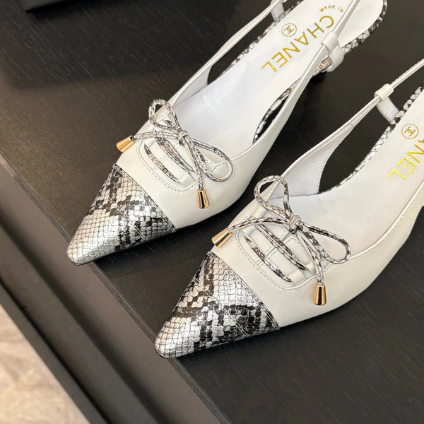 CC 2026 High Heeled Slingback 65 Sheepskin Snake Leather