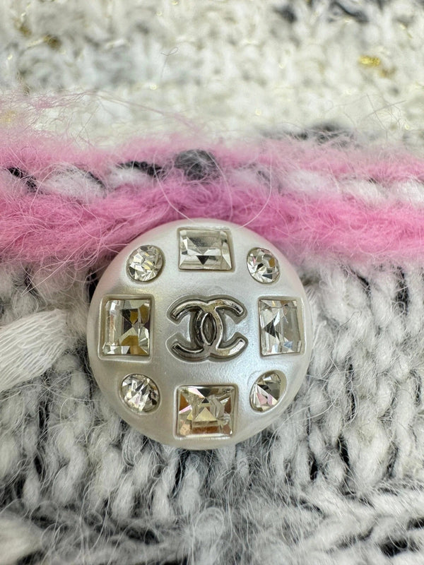 CC 2026 V-neck Cardigan Pink Mix White Wool 424707