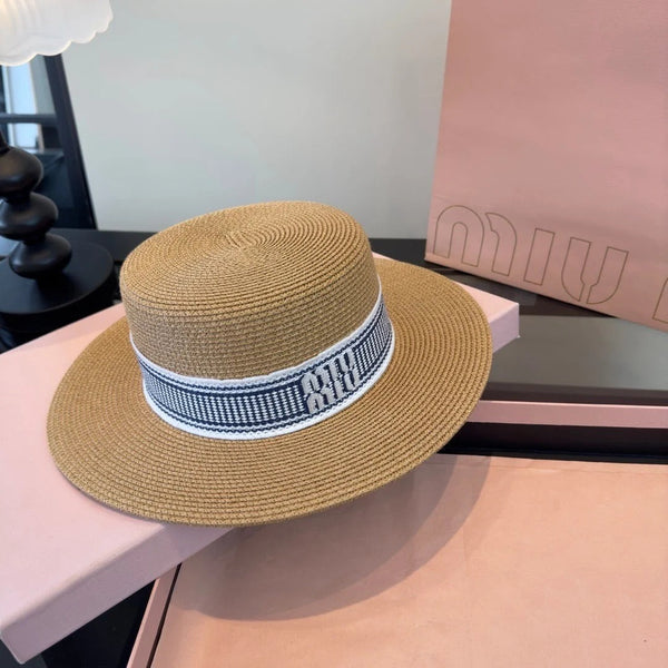 Miu Flat-top Straw Hat 379483