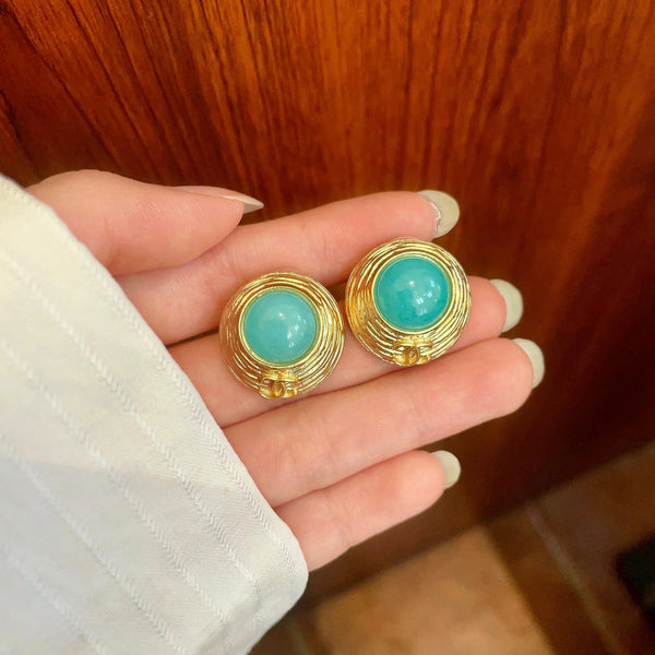 CC Vintage Turquoise Gold Earrings