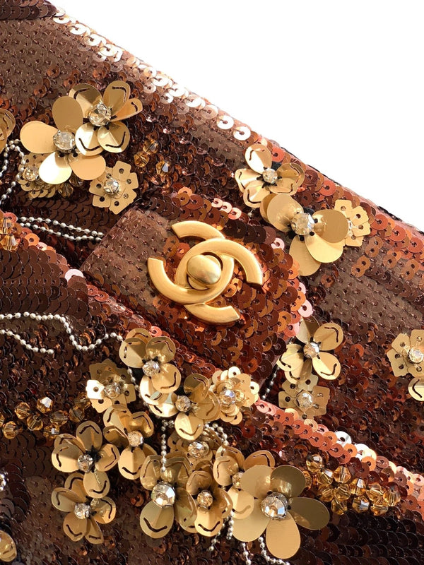 CC 2026 Flap Bag Brown Mix Colors Sequin Leather