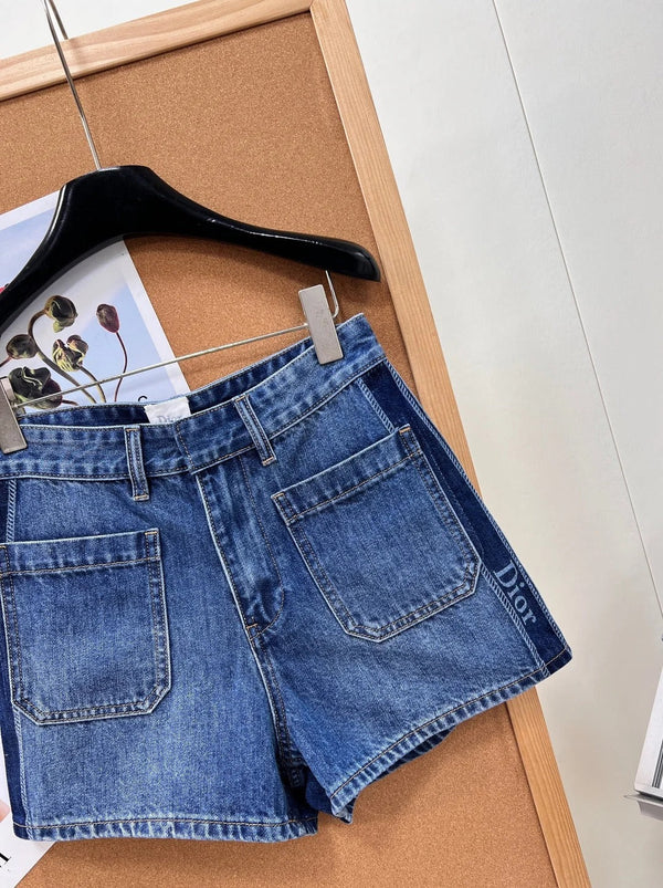 CD 2026 Side-letter Cargo Denim Short Blue Cotton 704815
