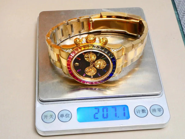 Rolex Daytona 40mm Gold Rainbow Case Black Dial