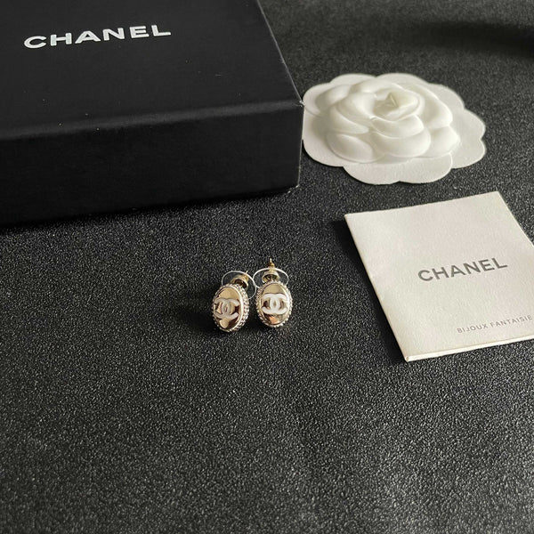 CC Vintage Double C Gold Earrings