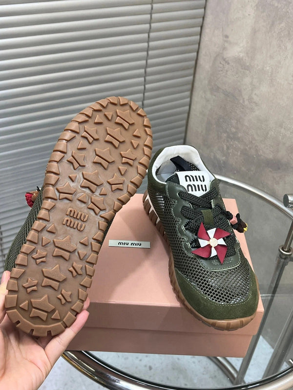 Miu 2026 Tyre Sneakers Mesh Suede Leather 952934