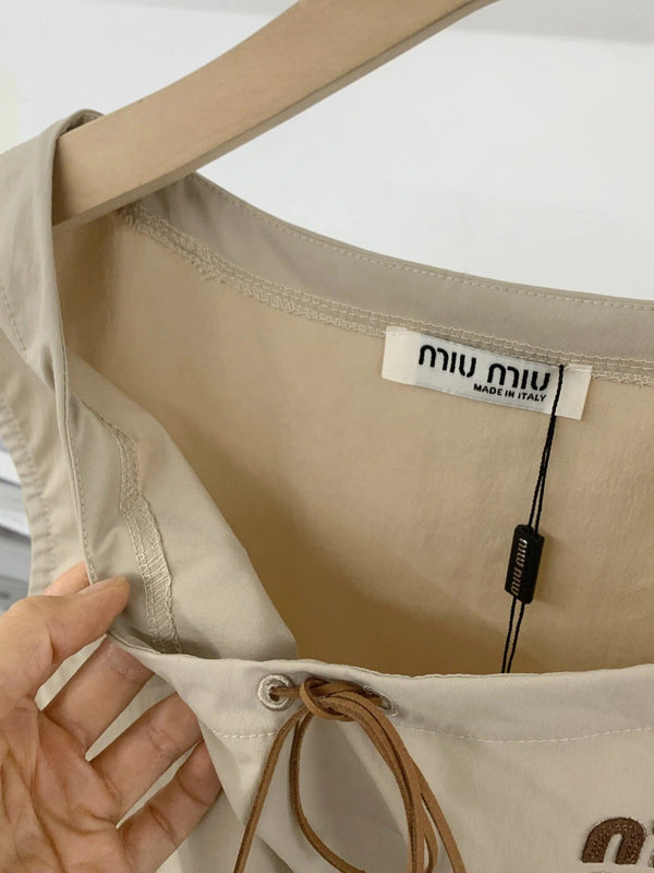 Miu 2026 Vest Shirt And Skirt Set Brown Cotton 638848