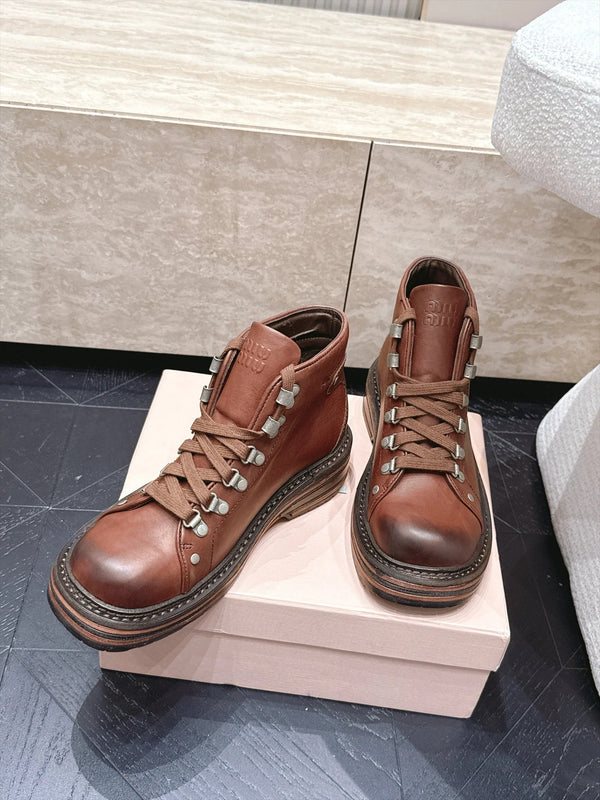 Miu 2026 Hiking Ankle Boots Cowhide 954315