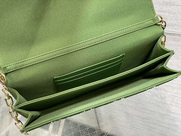 CD 2026 Microbead-Embroidered Bag 21cm Cotton Leather 355271