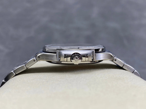 Patek Philippe Nautilus 35mm Black Gray Dial Sliver Case Diamond Bezel