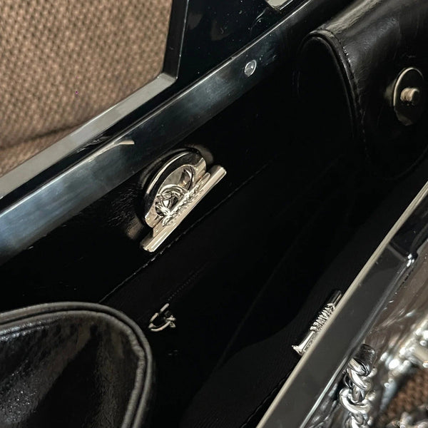 CC 2026 Delivery Tote Bag 30cm Black Glossy Calfskin