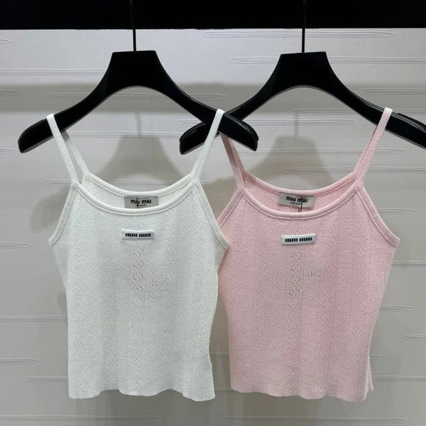 Miu 2026 Hollow Out Strappy Knitted Vest Wool Polester 375096