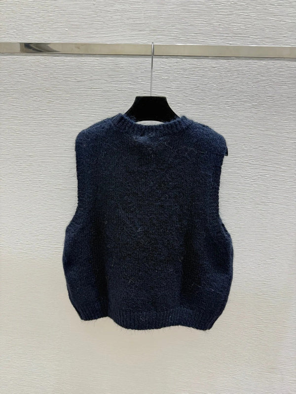 CD 2026 Floral Crew Neck Knitted Vest Wool 244644