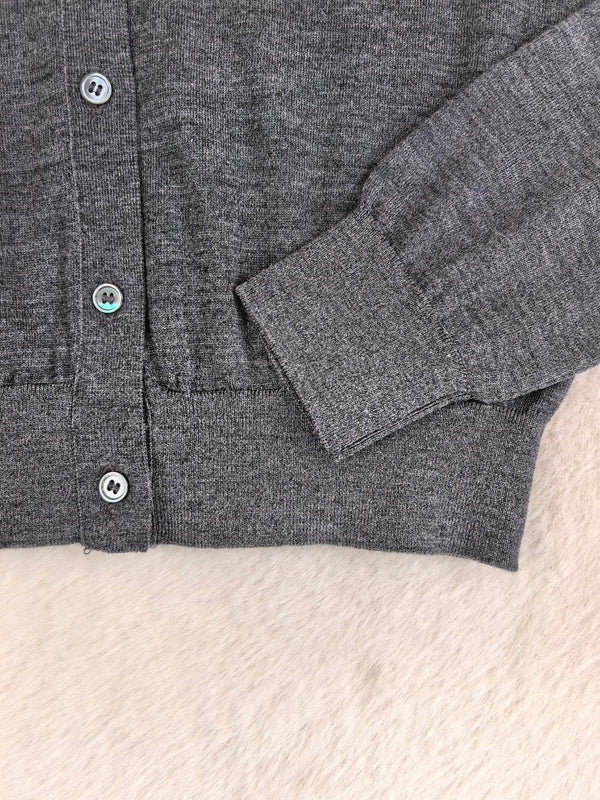 Miu 2026 Cardigan With Bow Tie Dark Grey Wool 837254
