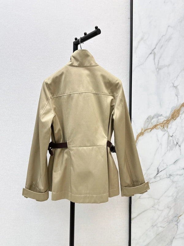 CD 2026 Mid-Length Trench Coat with Double-Sided Leather Belt Cotton 776504
