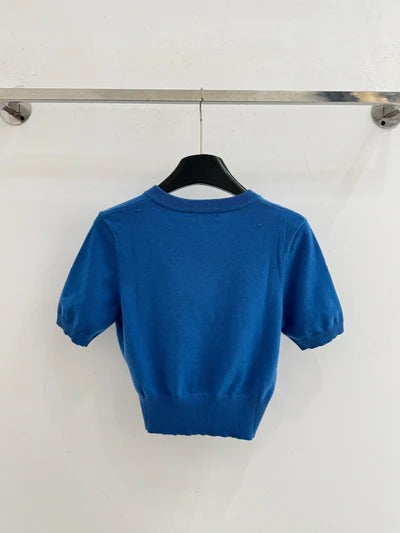 Miu 2026 V-neck Short Sleeved Shirt Wool 341139