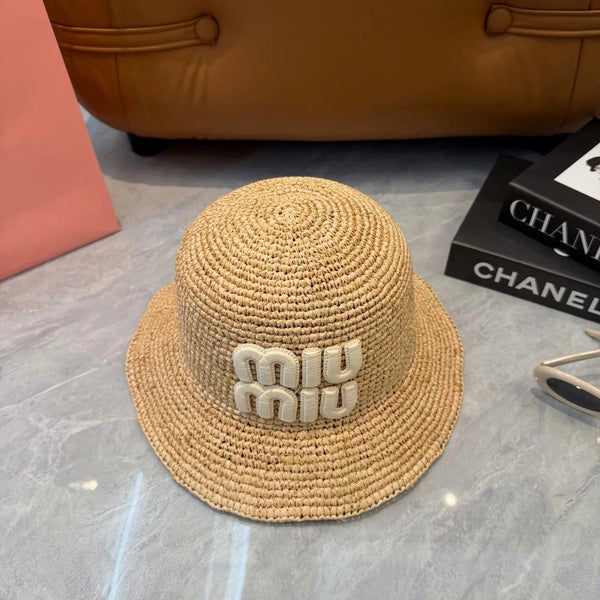 Miu Straw Hat with Logo 379596