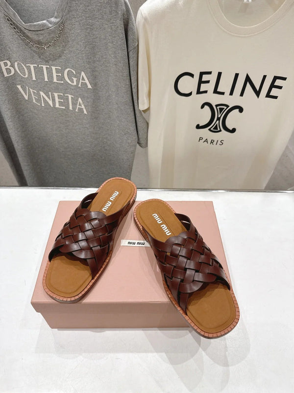 Miumiu 26ss Flat Slippers Suede Calfskin 713103