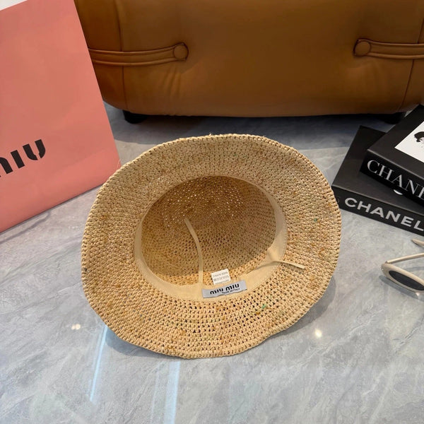 Miu Straw Hat with Logo 379596