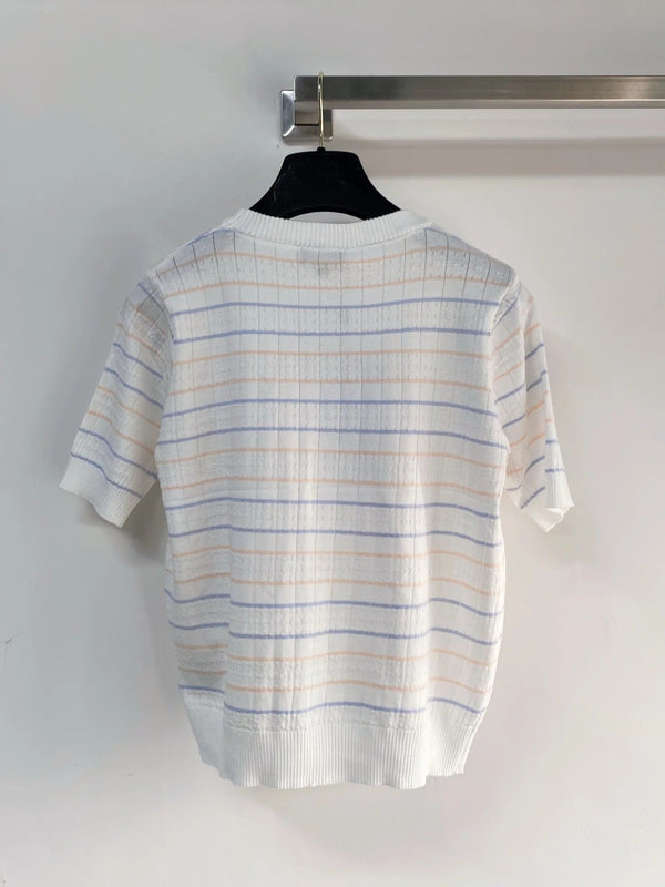 Chanel 2026 Short-sleeved T-shirt Green White Cashmere Wool 149440