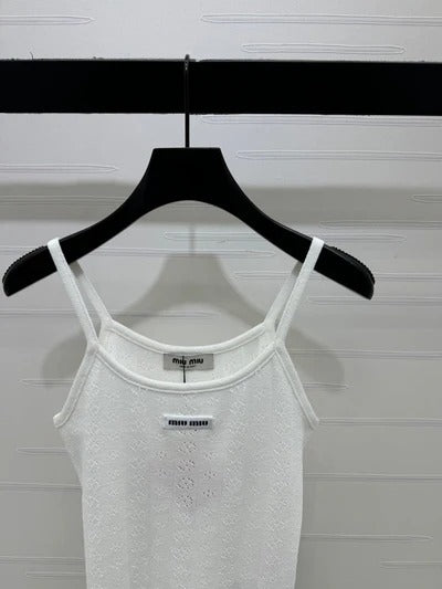 Miu 2026 Hollow Out Strappy Knitted Vest Wool Polester 375096