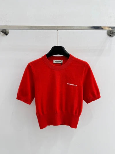 Miu 2026 V-neck Short Sleeved Shirt Wool 341139