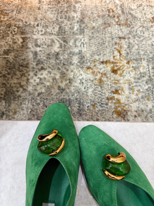JC 26s Margot Ballet Flat Green Suede 996479