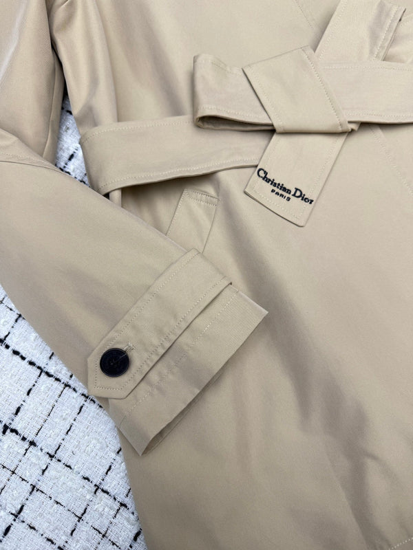CD 26S Khaki Cotton Belted Stand Collar Coat 428135