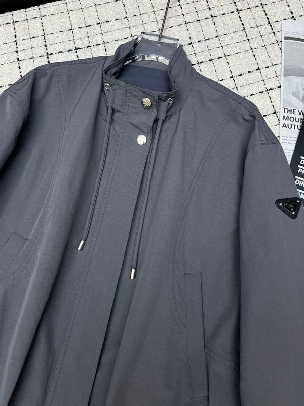 Prad 26S Charcoal Gray Re-Nylon Drawstring Windbreaker Jacket 428116