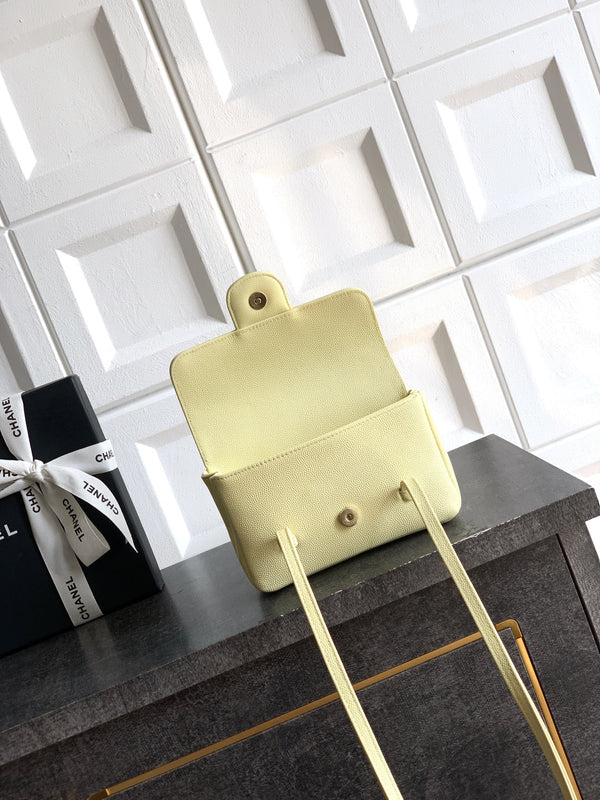 CC 26s Preppy Coco Bag 17cm Lemon Yellow Caviar Leather GHW